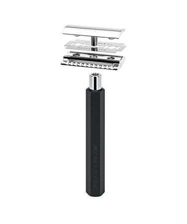 M HLE Hexagon Safety Razor - Closed Comb Aluminum Graphite Silver & Black - Premium Shaving Tool for Men - 1 Pack - Buy Online on GoSupps.com