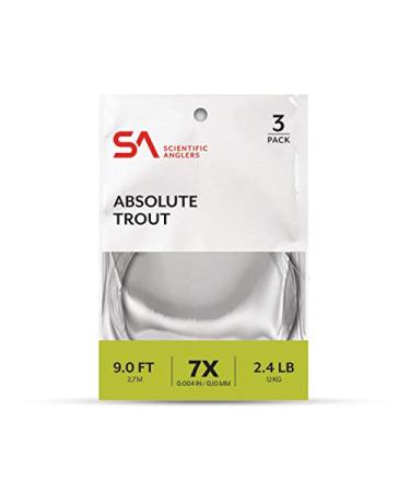 Scientific Anglers Absolute Trout Fly Fishing Leader, 9ft, 6 Pack 4X - 6PK