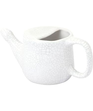 Ancient Impex Ceramic Neti Pot for Sinus Spill Proof Premium Grade Dishwasher Safe with 5 sachets Neti Salt Holds 400 Ml. Water - White Crackle - Buy Online on GoSupps.com