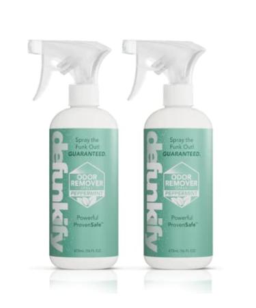 Defunkify Odor Remover Spray | Good as Linen Spray, Shoe Deodorizer, Pet Odor Eliminator | with Ionic Silver & Pure Essential Oil Scent | 32 fl oz (2-Pack of 16 fl oz bottles) (Peppermint) Peppermint 16 Fl Oz (Pack of 2)