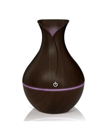 Aroma Essential Oil Diffuser 130ml Cool Mist Humidifier with 7 Soothing Colors LED for Home Yoga Office Spa Bedroom Baby Room Light & Dark Wood Color (Dark Wood Grain)