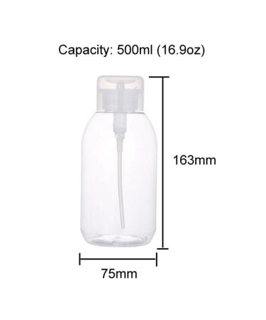 2Pcs 500ml Nail Polish Remover Pump Bottles - Empty Dispenser with Flip Top Cap for Makeup - Clear - Buy Online on GoSupps.com