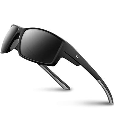 RIVBOS Polarized Sports Sunglasses Driving shades For Men TR90 Unbreakable Frame RBS861 Rbs861- Full Black Large