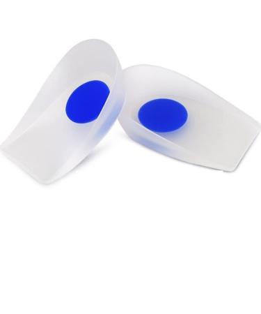 Cushion Heel Inserts Silicone Shock Absorption Thick Extra Soft Heel Cushion Men Soft Stand for Plantar Fasciitis and(Medium) Transparent - Blue Core