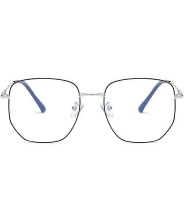 PARWANA Retro Blue Light Blocking Reading Glasses | Oversized Square Computer Readers | Clear Vision +350 | Black-Silver - Buy Online on GoSupps.com