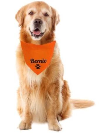 Personalized Dog Bandana | Adjustable Triangle Neckerchief | Custom Embroidered Dog Name | Cotton Headscarf | Dog Hill Cloth - Large Orange - Buy Online on GoSupps.com