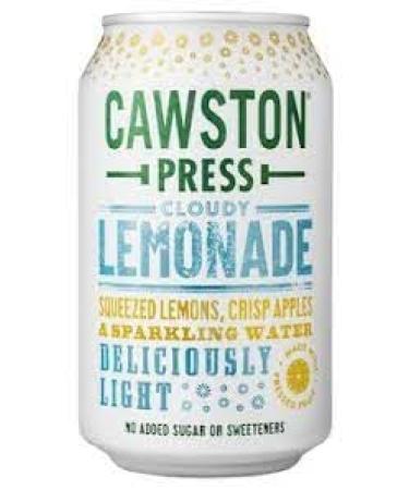 Cawston Press Cloudy Lemonade Juice Drink 330ml Cans All Natural - Gluten Free - Low Calorie - Vegan - No Added Sugar (24 Cans x 330ml) 330 ml (Pack of 1)
