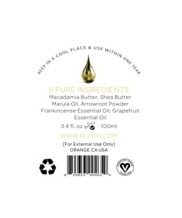 Ellovi All-Natural Body Butter - The Cleopatra - Pure Enough to Eat - Made With Just 6 Vegan Ingredients - Ultra-Rich 100% Plant-Based Moisturizer For Naturally Healthy Skin (3.4 fl. oz/100ml) 3.4 Fl Oz (Pack of 1) The Cleo  - Buy Online on GoSupps.com