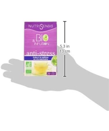 NUTRISENSIS - Infusion BIO Anti-Stress| M lisse & Matricaire | Lot de 6 Bo tes de 20 sachets | Tisane Relaxante & Apaisante | 100% Naturelle & Sans Caf ine - Buy Online on GoSupps.com