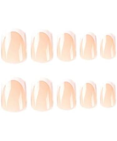 French Tip Press on Nails - Short Square Press On Nails with Nail Tips White edged nake skin colour fake nails press on nails Acrylic False Nails Cute Artificial Nails - Buy Online on GoSupps.com