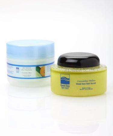 Dead Sea Spa Care Cucumber/Melon Salt Scrub and Shea Body Butter 10 oz Salt Scrub 8 oz Body Butter Exfoliating Moisturizing Whole Body Unisex Body Scrub