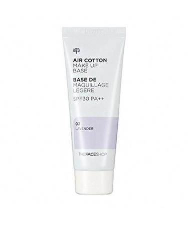 The Face Shop Air Cotton Makeup Base SPF30PA++40ml New Upgrade Item (02 Lavender) by The Face Shop