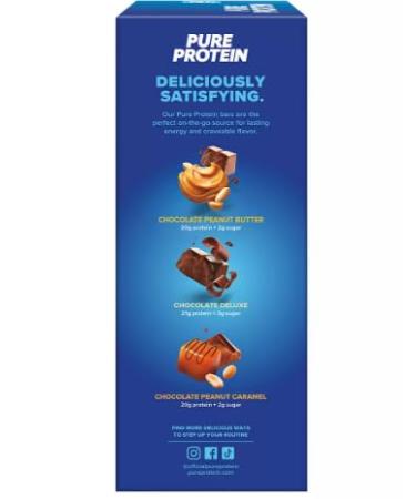 Pure Protein Bars Variety Pack - 23 Ct. - Chocolate Peanut Butter  Chocolate Deluxe  Chocolate Peanut Caramel - Buy Online on GoSupps.com