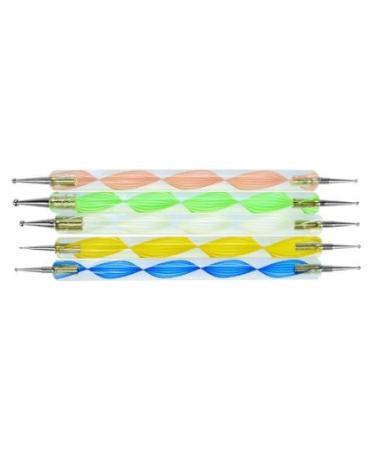 Restly(TM) 5 Nail Art Dotting Tools - Double Asymmetrical Multi-Coloured Marbling Tools for Perfect Nail Designs | International Shipping Available - Buy Online on GoSupps.com