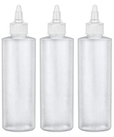 BRIGHTFROM Twist Top Applicator Bottles, Squeeze 8 OZ, Empty Hair Coloring Plastic Bottles, Refillable, Leak Proof - Open/Close Nozzle - Multi Purpose (Pack of 3)