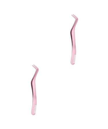 FRCOLOR 2pcs Eyelash Tweezers with Comb Stainless Steel Tweezer Professional Eyelash Tool Makeup Lash Applicator Lash Extension Tweezers Stainless Steel Eyelash Tool Women Supply