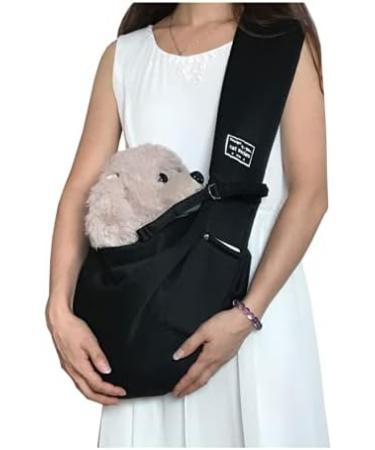Dog Sling Pet Carrier Hand Free Dog Papoose Shoulder Carry Bag for Small Dog Puppy Animals Up to 6kg/13lbs Plaids Inside Wide Shoulder Strap Front Pocket Soft Pet Handbag for Outdoor Walking Shopping Black - Buy Online on GoSupps.com