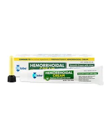 Globe Hemorrhoid Symptom Treatment Cream, Pain Relief with Aloe, (1.8 Ounce Tube) Relief from Hemorrhoids, Piles, Itching, Burning, Discomfort, & More