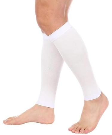 Unisex Free Size White Leg/Calf Sleeve - Comfortable Compression Support - 1 Pair for Sports & Recovery - Buy Online on GoSupps.com