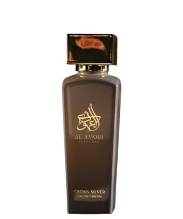 Crown Silver Arabic Perfume for Men Eau De Parfum 2.7 fl oz Arabian Aroma Oud Woody Musk Incense Jasmine Orange Floral Notes