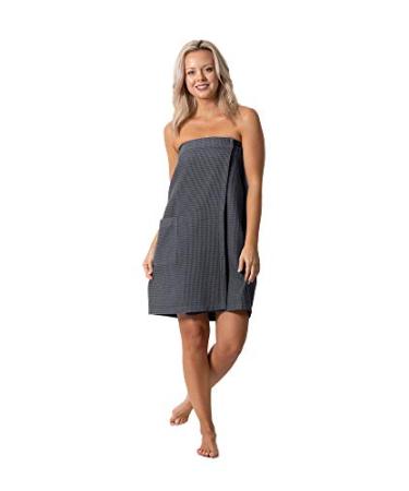 Robe Direct Quick Dry, Lightweight Waffle Spa/Bath Wrap with Adjustable Closure & Elastic Top XX-Large Dark Gray