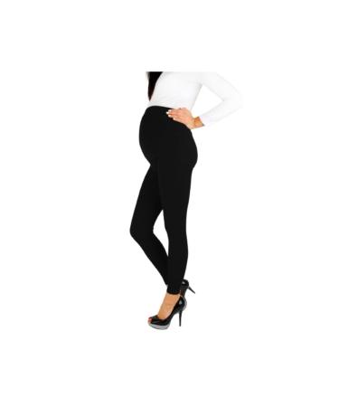 R&N FASHIONS Ladies Maternity Over Bump Stretchy Adjustable Leggings 12 Black