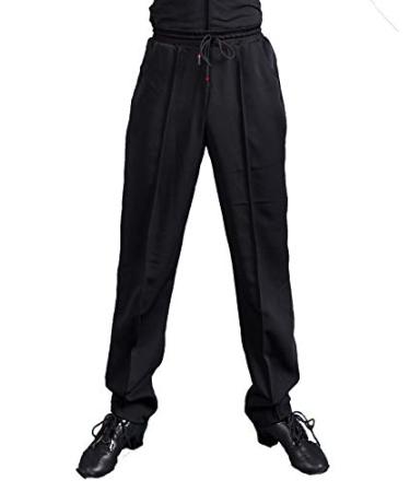 SCGGINTTANZ G5013 Latin Modern Ballroom Dance Professional Harlan Style Trousers/Pants for Men (Sbs)black Small