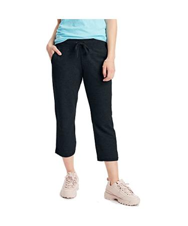 Hanes Women's Sweatspants, French Terry Capris, Women's Capri Sweatpants, Women's Capri Joggers Large Black