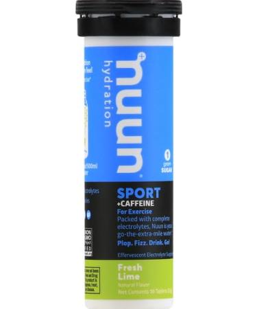 Nuun Sport + Caffeine Electrolyte Tablets - Fresh Lime 1 Tube (10 Servings) - Pack of 2 | International Shipping Available - Buy Online on GoSupps.com