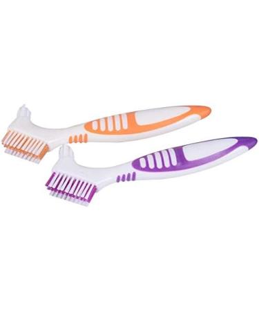 Purple Double Bristle Head Denture Brush - Portable Cleaning Tool for False Teeth | International Shipping Available - Buy Online on GoSupps.com