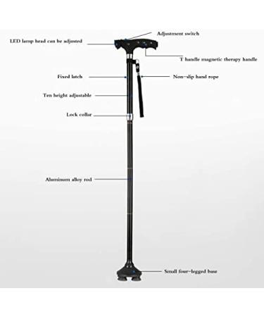 SilteD Adjustable Crutches Collapsible Elderly Adjustment Crutches Retractable Small Four-Corner Cane with Lights Parent's Gift - Buy Online on GoSupps.com