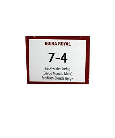Schwarzkopf Igora Royal 7-4 Medium Beige Blonde Hair Color 60g - 2.1oz (Pack of 1) - Buy Online on GoSupps.com