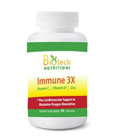 Biotech Nutritions Biotech Nutritions Immune 3X 90 Capsules Vitamin C Vitamin D3 and Zinc 90 Count