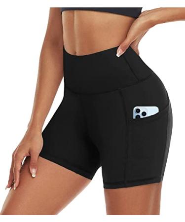 ACTINPUT Cycling Shorts Women with Pockets High Waist Yoga Shorts Short Leggings Opaque Sports Pants Hotpants S 01 Black