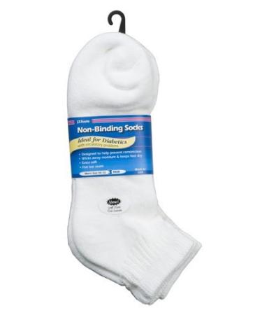 J.T. Foote - Non Binding Diabetic Socks Low Cut Ped Mens 3pk - White Size 10-13