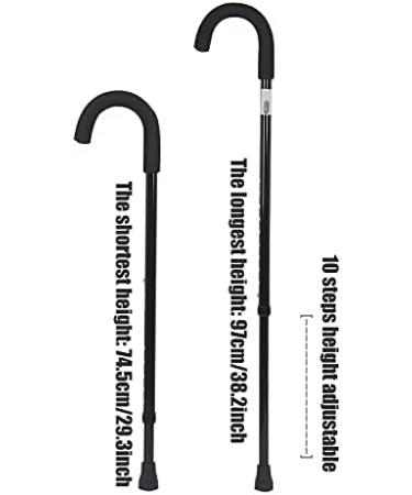 SilteD Non-Slip Walking Stick Black Lightweight Adjustable Aluminum Umbrella Crutches with Comfy Sponge Handle for Elderly Disabled - Buy Online on GoSupps.com