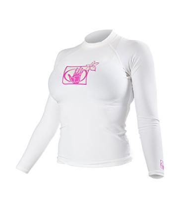 Body Glove 13211W Women's L/A Basic Fitted Long Sleeve Rashguard Top Small White