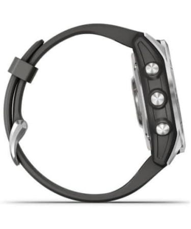 Garmin fenix 7S, smaller sized adventure smartwatch, rugged outdoor watch with GPS, touchscreen, health and wellness features, silver with graphite band, 010-02539-00 - Buy Online on GoSupps.com