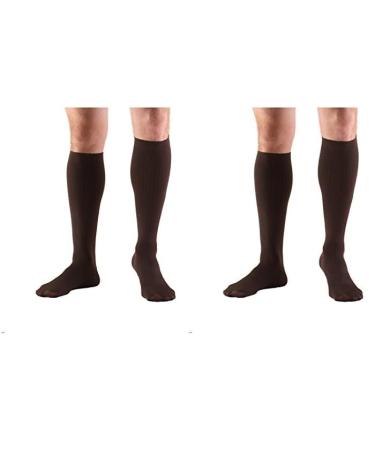 Truform Compression Socks 8-15 mmHg Men's Dress Socks Knee High Over Calf Length Brown Small (8-15 mmHg) (Pack of 2)