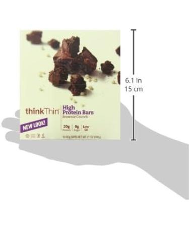 ThinkThin High Protein Bar - Brownie Crunch 10 Count | 60g Protein Bars for Energy & Nutrition - Buy Online on GoSupps.com