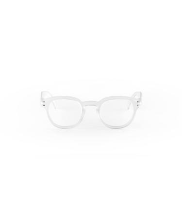 Popme Unisex Ice White Reading Glasses with Blue Lenses for Presbyopia Blue Light Filter 1.5 Diopters One Size Ice White
