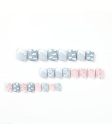 Diduikalor Short Cloud Blue Acrylic Press on Nails - 24Pcs Square False Nails for Women (JP2118) - Buy Online on GoSupps.com