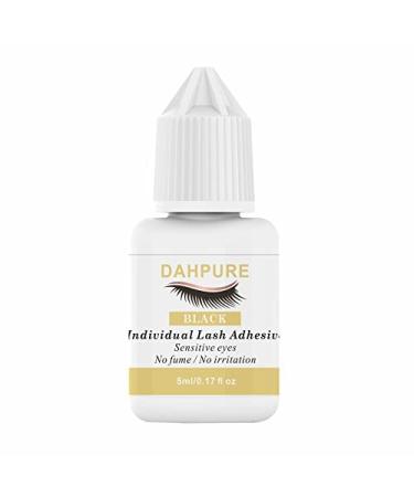 DAHPURE Individual Lash Glue Last 2 Weeks Eyelash Extension Glue Sensitive Eyes Cluster Lash Glue 5ml Black Self Application Waterproof Latex Free No Fume