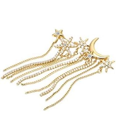 Pin Jewelry Gifts for Women Ladies Fashion Elegant Accessories Stars Moon Inlaid Crystal Long Tassel Brooch Luxury Wedding Banquet Brooch Jewelry Brooches & Pins - Buy Online on GoSupps.com