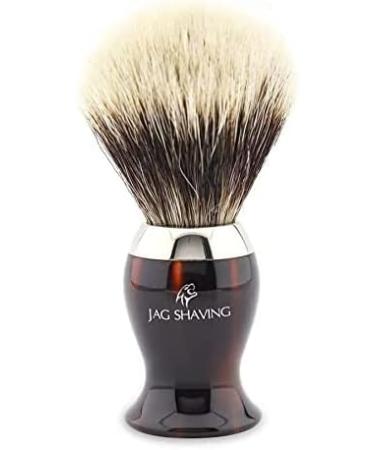 Jag Shaving Silvertip Badger Hair Shaving Brush & Holder | Premium Men's Shaving Brush for a Luxurious Shave - International Shipping Available - Buy Online on GoSupps.com