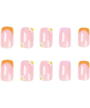 French Yellow Purple Border Press on Nails - 24Pcs Full Cover Reusable for Women and Girls - Buy Online on GoSupps.com