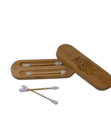 ATLANTEE Cotton swabs usable for all occasions multifunctional with an environmentally friendly bamboo storage box