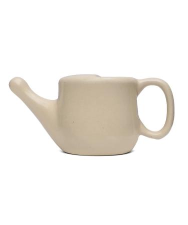 Qimacplus Ceramic Neti Pot with Leak Proof Nostril Better Capacity - Holds 350 ml   with Comfort Grip - Lead-Free and Microwave and Dishwasher Safe