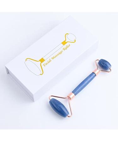 Blue Aventurine Jade Roller Gua Sha Massage | Effective Anti-aging Beautiful Skin Detox Reduces Wrinkles Massages Face Eyes & Neck to Achieve Beautiful Skin | Original Natural Jade Stone