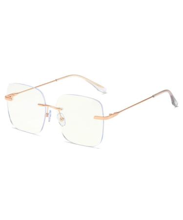 Fuqinqingoz anti-blue light-edged reading glasses Anti-UV computer reader oversized flat light level glasses (color: rose size: +150) +150 rose